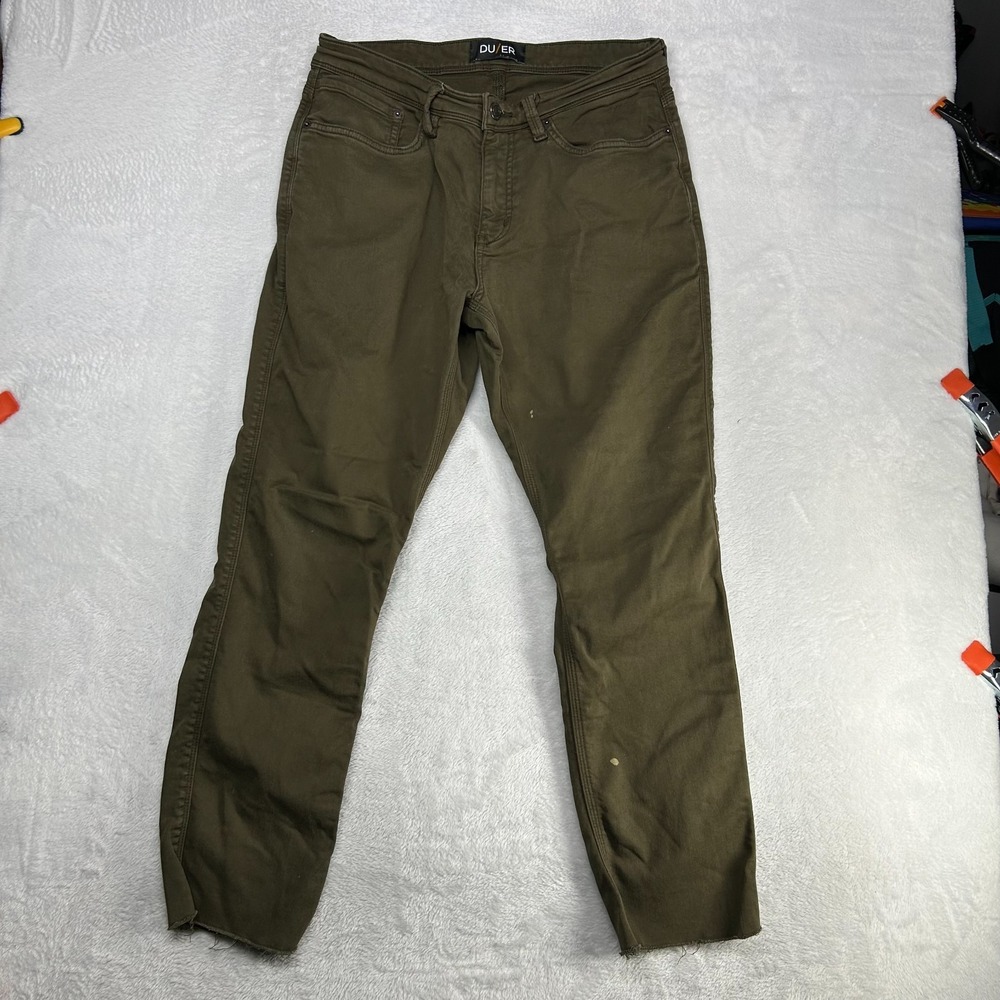 DU/ER Relaxed Taper Jeans Men's Olive Green Denim Stretch Mid Rise‎ - 31X27.5